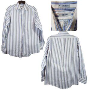 Izod Men’s Size 16 34/35 Easy Care 2-Ply Pinpoint Cotton Long Sleeve Dress Shirt